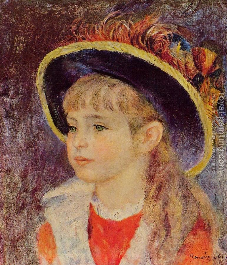 Pierre Auguste Renoir : Young Girl in a Blue Hat Pierre Auguste Renoir : Young Girl in a Blue Hat